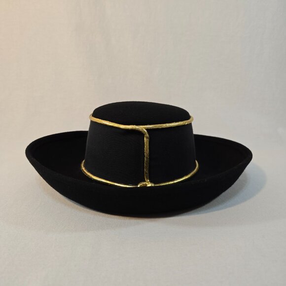 USA Vintage SONNI SAN FRANCISCO Festival Artsy Black 100% Wool Felt Women's HAT. - Picture 9 of 17